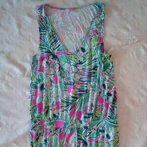 Lilly Pulitzer Romper / Jumpsuit  Pink And Green Size L Drawstring One Piece